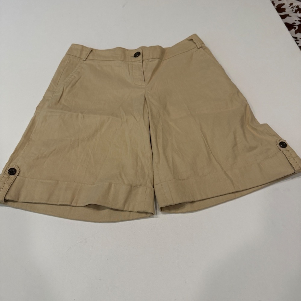 Laundry by Shelli Segal Khaki Linen Blend Shorts Tan Size 2 NEW